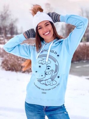 Błękitna Bluza damska z księżycem Moonchild