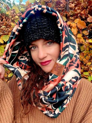 komin z kapturem w liście beżowy hydrofobowy