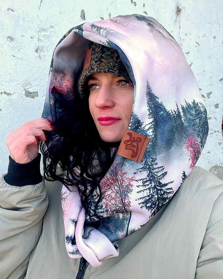 komin z kapturem z nadrukiem las hydrofobowy