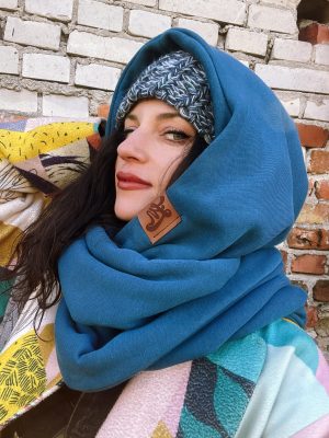 Komin z kapturem niebieski unisex