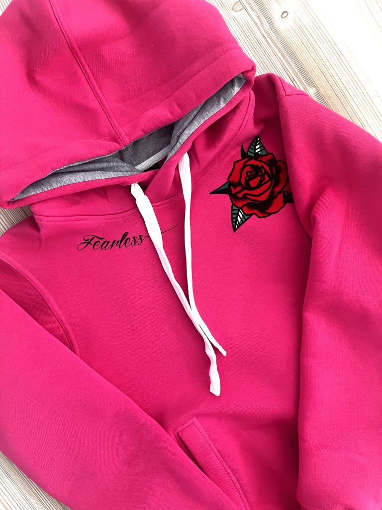 Bluza różowa fuksja z różą Fearless