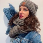 Komplet Zimowy Damski Czapka i Szalik Brązowy