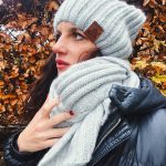 Komplet Zimowy Damski Czapka i Szalik Szary